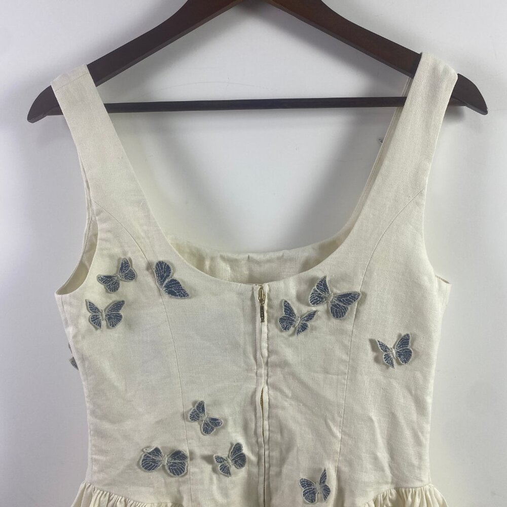 Agua By Agua Bendita Lima Embroidered Butterfly Linen Dress - Picture 5 of 10